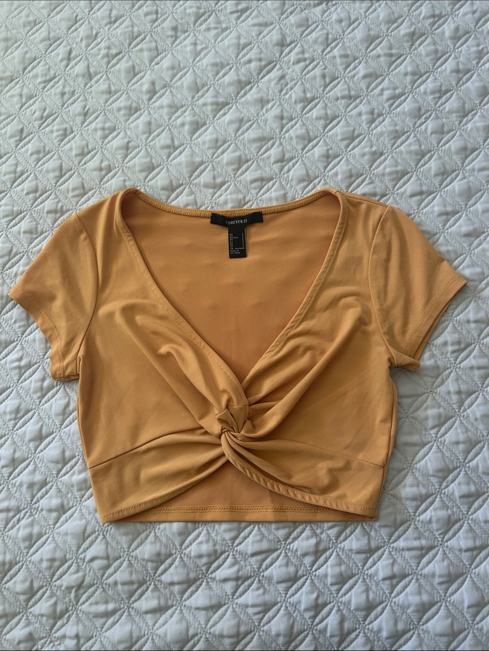 Forever 21 Mustard Yellow Twist-Front Crop Top